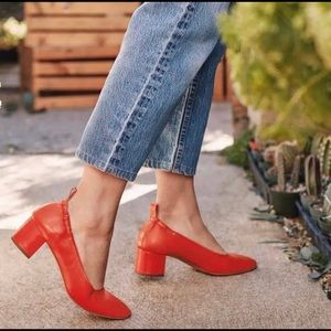 Everlane The Day Heel in Bright Red Leather